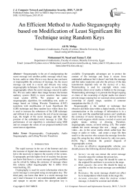 An Efficient Method to Audio Steganography based on Modification of Least Significant Bit Technique using Random Keys