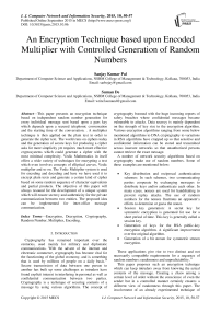 An Encryption Technique based upon Encoded Multiplier with Controlled Generation of Random Numbers