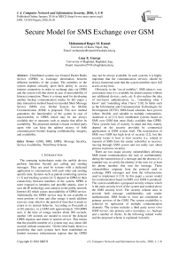 Secure Model for SMS Exchange over GSM