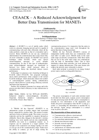 CEAACK – A Reduced Acknowledgment for Better Data Transmission for MANETs