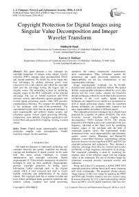 Copyright Protection for Digital Images using Singular Value Decomposition and Integer Wavelet Transform