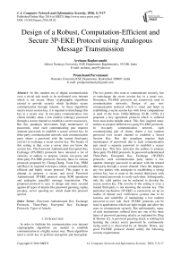 Design of a Robust, Computation-Efficient and Secure 3P-EKE Protocol using Analogous Message Transmission