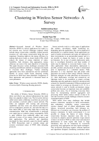 Clustering in Wireless Sensor Networks- A Survey