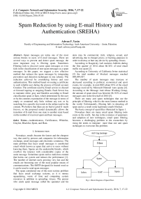 Spam Reduction by using E-mail History and Authentication (SREHA)