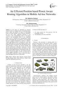 An Efficient Position based Power Aware Routing Algorithm in Mobile Ad-hoc Networks