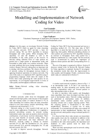 Modelling and Implementation of Network Coding for Video