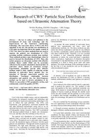 Research of CWS’ Particle Size Distribution based on Ultrasonic Attenuation Theory