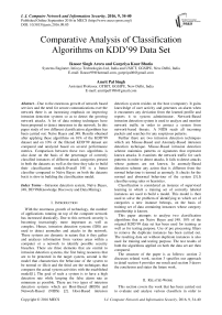 Comparative Analysis of Classification Algorithms on KDD'99 Data Set