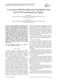 Low-power Wireless Pressure Transmitter and Net of Oil-well Based on Zigbee