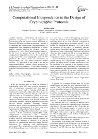 Computational Independence in the Design of Cryptographic Protocols