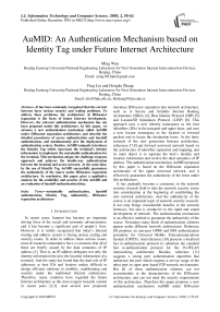 AuMID: An Authentication Mechanism based on Identity Tag under Future Internet Architecture