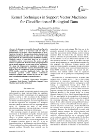 Kernel Techniques in Support Vector Machines for Classification of Biological Data