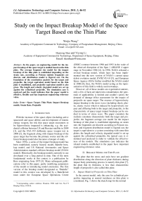 Study on the Impact Breakup Model of the Space Target Based on the Thin Plate