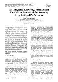 An Integrated Knowledge Management Capabilities Framework for Assessing Organizational Performance