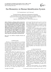 Ear Biometrics in Human Identification System