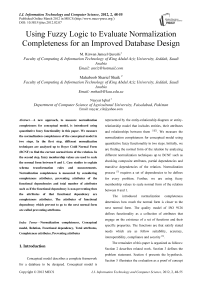 Using Fuzzy Logic to Evaluate Normalization Completeness for an Improved Database Design