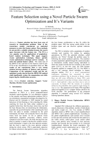 Feature Selection using a Novel Particle Swarm Optimization and It’s Variants