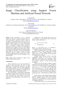 Image Classification using Support Vector Machine and Artificial Neural Network