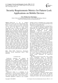 Security Requirements Metrics for Pattern-Lock Applications on Mobile Devices