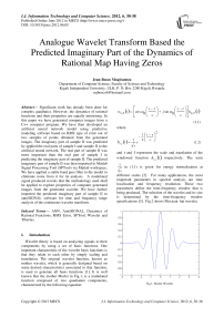 Analogue Wavelet Transform Based the Predicted Imaginary Part of the Dynamics of Rational Map Having Zeros