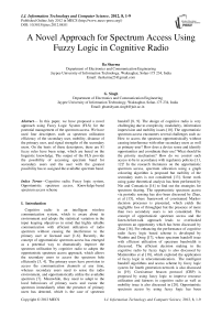 A Novel Approach for Spectrum Access Using Fuzzy Logic in Cognitive Radio