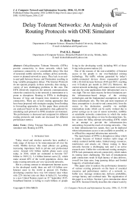Delay Tolerant Networks: An Analysis of Routing Protocols with ONE Simulator