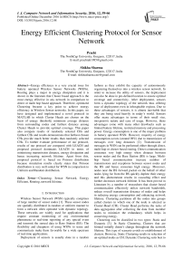 Energy Efficient Clustering Protocol for Sensor Network