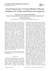 Social Engineering: I-E based Model of Human Weakness for Attack and Defense Investigations