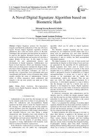 A Novel Digital Signature Algorithm based on Biometric Hash