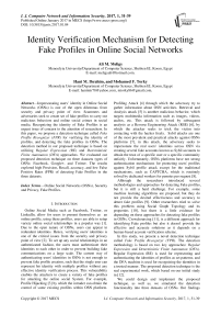 Identity Verification Mechanism for Detecting Fake Profiles in Online Social Networks