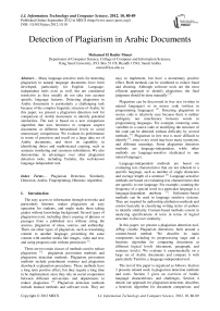 Detection of Plagiarism in Arabic Documents