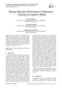 Energy Detection Performance of Spectrum Sensing in Cognitive Radio