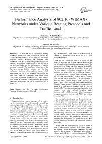 Performance Analysis of 802.16 (WIMAX) Networks under Various Routing Protocols and Traffic Loads