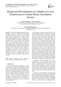 Design and Development of a Simple Low-cost Touchscreen to Control Home Automation System