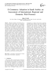 E-Commerce Adoption in Saudi Arabia: an Assessment of International, Regional and Domestic Web Presence