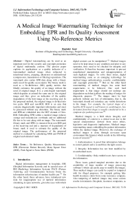 A Medical Image Watermarking Technique for Embedding EPR and Its Quality Assessment Using No-Reference Metrics