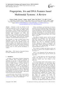 Fingerprints, Iris and DNA Features based Multimodal Systems: A Review