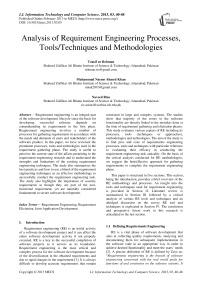 Analysis of Requirement Engineering Processes, Tools/Techniques and Methodologies