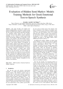 Evaluation of Hidden Semi-Markov Models Training Methods for Greek Emotional Text-to-Speech Synthesis