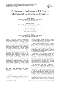 Performance Evaluation of I.T Project Management in Developing Countries