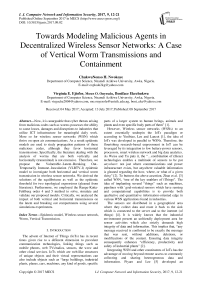 Towards Modeling Malicious Agents in Decentralized Wireless Sensor Networks: A Case of Vertical Worm Transmissions and Containment