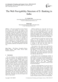 The Web Navigability Structure of E- Banking in India