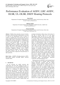 Performance Evaluation of AODV, LHC-AODV, OLSR, UL-OLSR, DSDV Routing Protocols