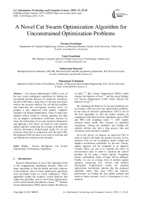 A Novel Cat Swarm Optimization Algorithm for Unconstrained Optimization Problems