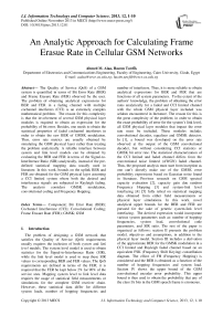 An Analytic Approach for Calculating Frame Erasue Rate in Cellular GSM Networks