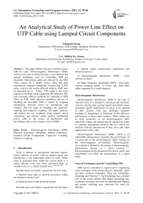 An Analytical Study of Power Line Effect on UTP Cable using Lumped Circuit Components