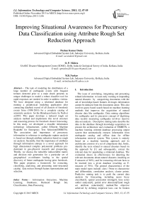 Improving Situational Awareness for Precursory Data Classification using Attribute Rough Set Reduction Approach