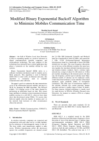 Modified Binary Exponential Backoff Algorithm to Minimize Mobiles Communication Time