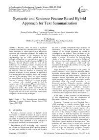 Syntactic and Sentence Feature Based Hybrid Approach for Text Summarization