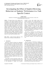Investigating the Effect of Implicit Browsing Behaviour on Students’ Performance in a Task Specific Context